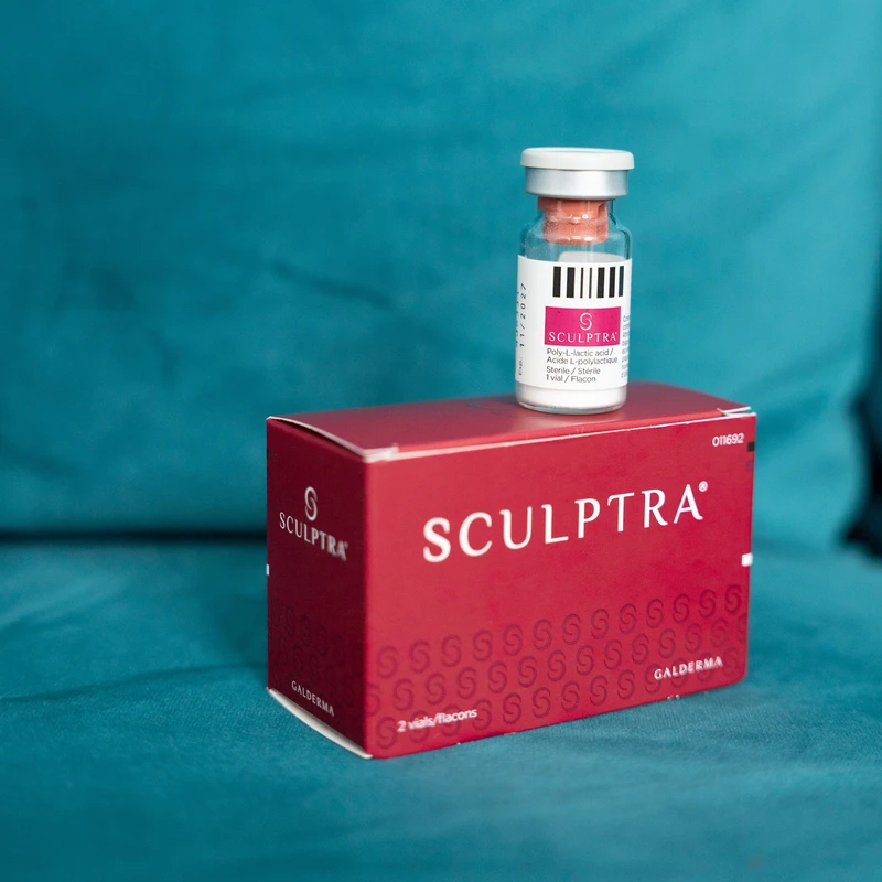 Sculptra vial and box displayed before injections at Aesthetics by The Bay in Belleville